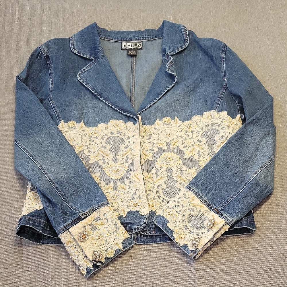 Berek Blue Denim Jacket with Cream Lace